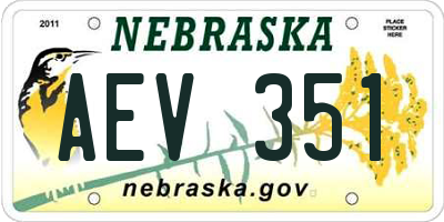 NE license plate AEV351