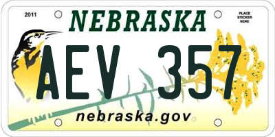 NE license plate AEV357