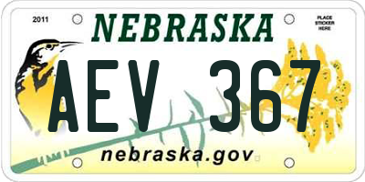 NE license plate AEV367