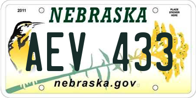 NE license plate AEV433