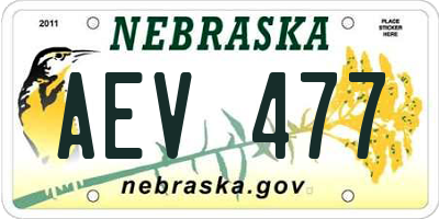 NE license plate AEV477