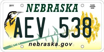 NE license plate AEV538