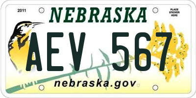 NE license plate AEV567