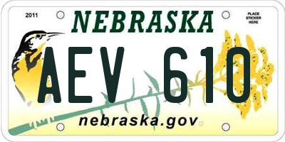 NE license plate AEV610