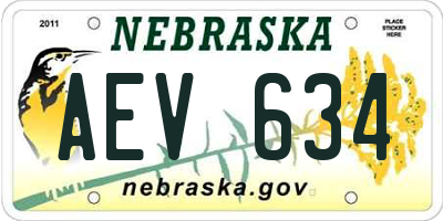 NE license plate AEV634