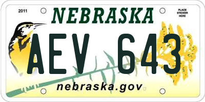 NE license plate AEV643