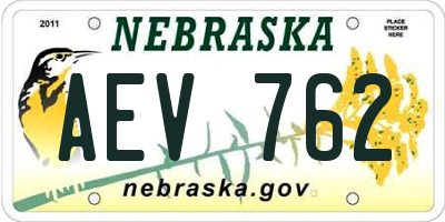 NE license plate AEV762