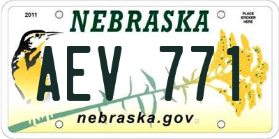 NE license plate AEV771