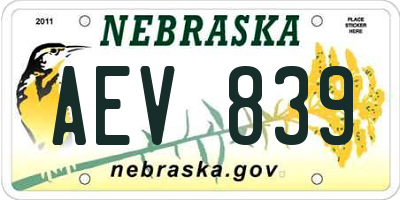 NE license plate AEV839