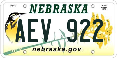 NE license plate AEV922