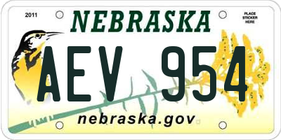 NE license plate AEV954