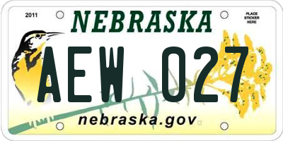 NE license plate AEW027