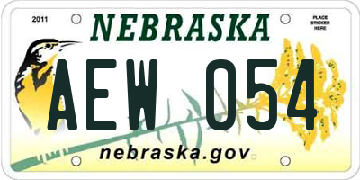 NE license plate AEW054