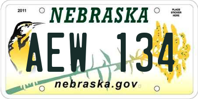 NE license plate AEW134