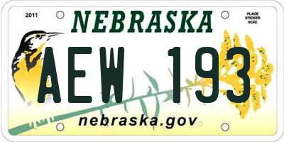 NE license plate AEW193