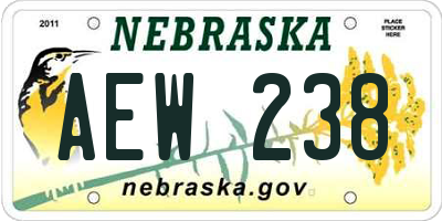 NE license plate AEW238