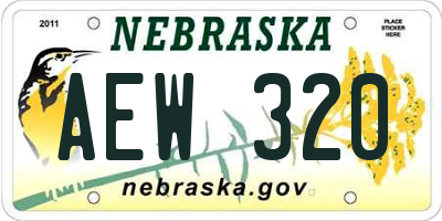 NE license plate AEW320