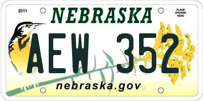 NE license plate AEW352