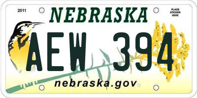 NE license plate AEW394