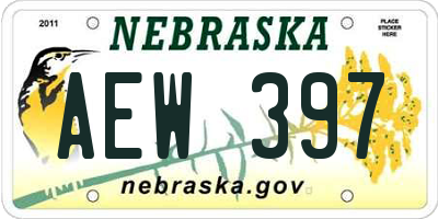 NE license plate AEW397