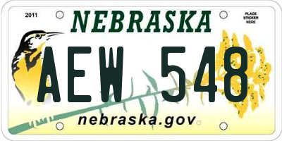 NE license plate AEW548