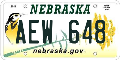 NE license plate AEW648