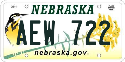 NE license plate AEW722