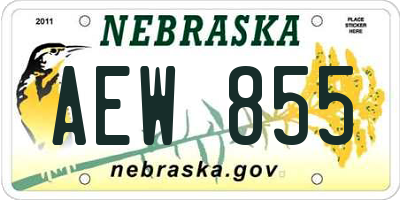 NE license plate AEW855