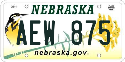 NE license plate AEW875