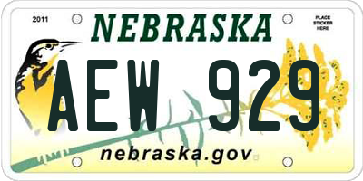 NE license plate AEW929