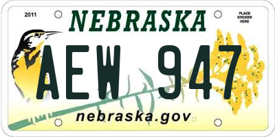 NE license plate AEW947