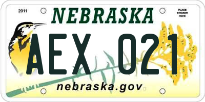 NE license plate AEX021
