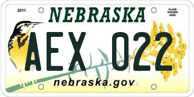 NE license plate AEX022