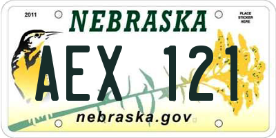 NE license plate AEX121