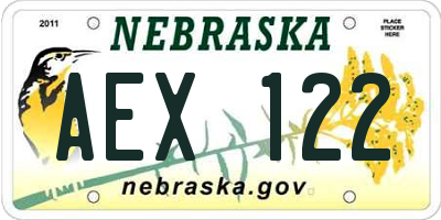 NE license plate AEX122