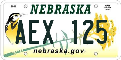 NE license plate AEX125