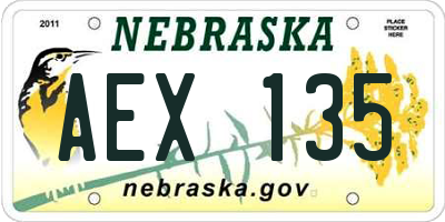 NE license plate AEX135