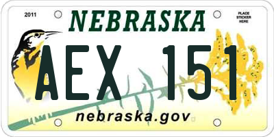NE license plate AEX151