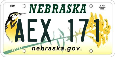 NE license plate AEX171
