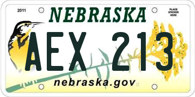 NE license plate AEX213