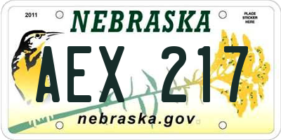 NE license plate AEX217