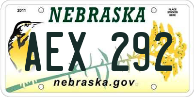 NE license plate AEX292