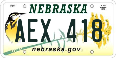 NE license plate AEX418