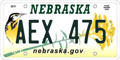 NE license plate AEX475