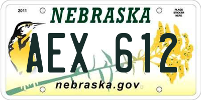 NE license plate AEX612