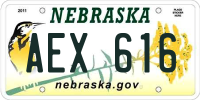 NE license plate AEX616