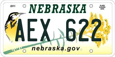 NE license plate AEX622