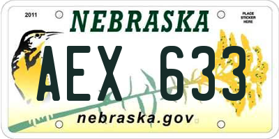 NE license plate AEX633