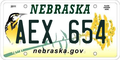 NE license plate AEX654