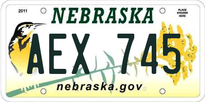 NE license plate AEX745